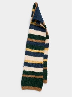 Deed boho earthy colours stripe touch of wool thready scarf made in Korea NWT